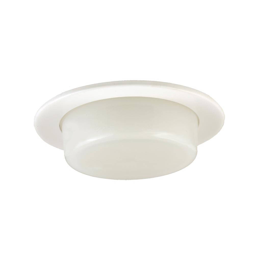 4-inch Low Voltage Dropped Dish Shower Trim with Frosted Opal White Glass