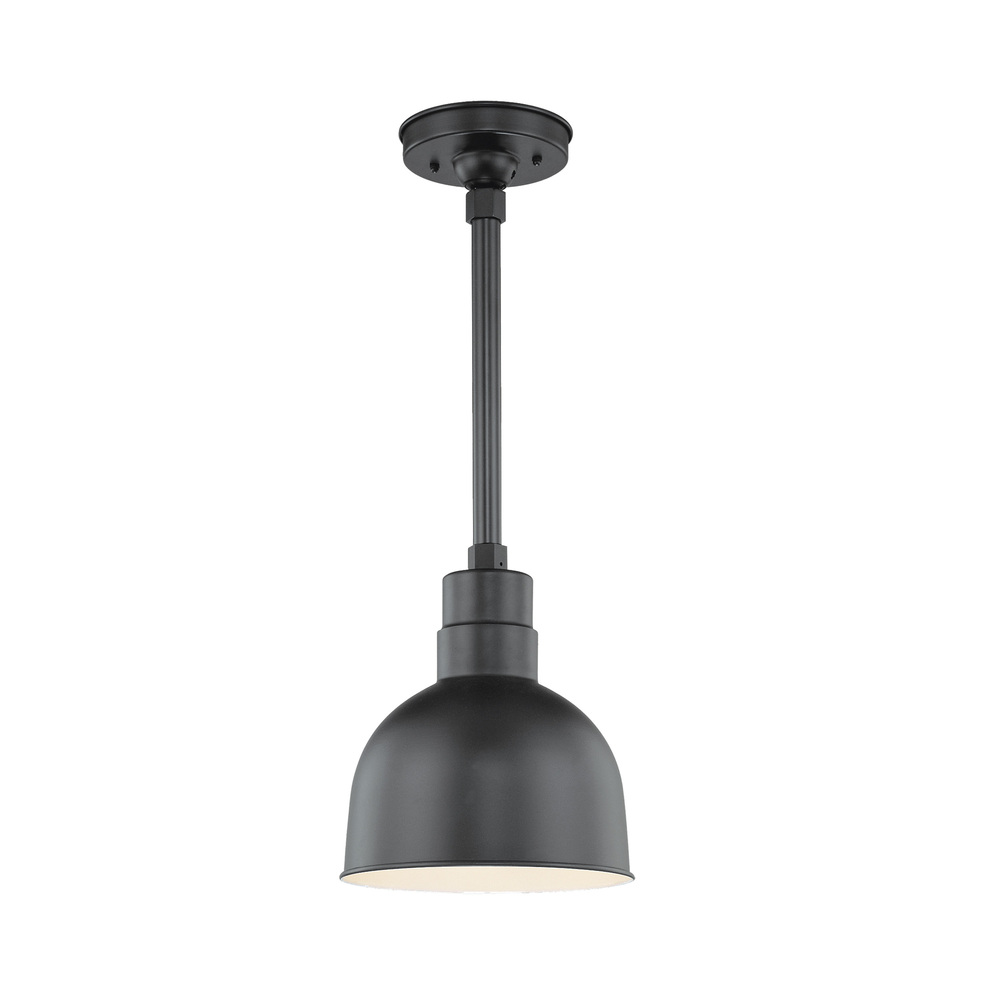 R Series 1-Light Stem Hung Deep Bowl Shade Satin Black