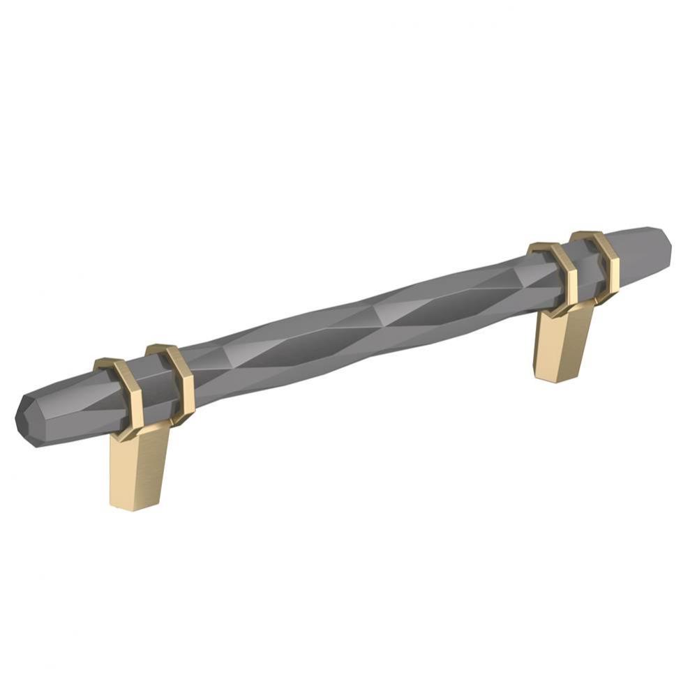 London 5-1/16 in (128 mm) Center-to-Center Black Chrome/Golden Champagne Cabinet Pull