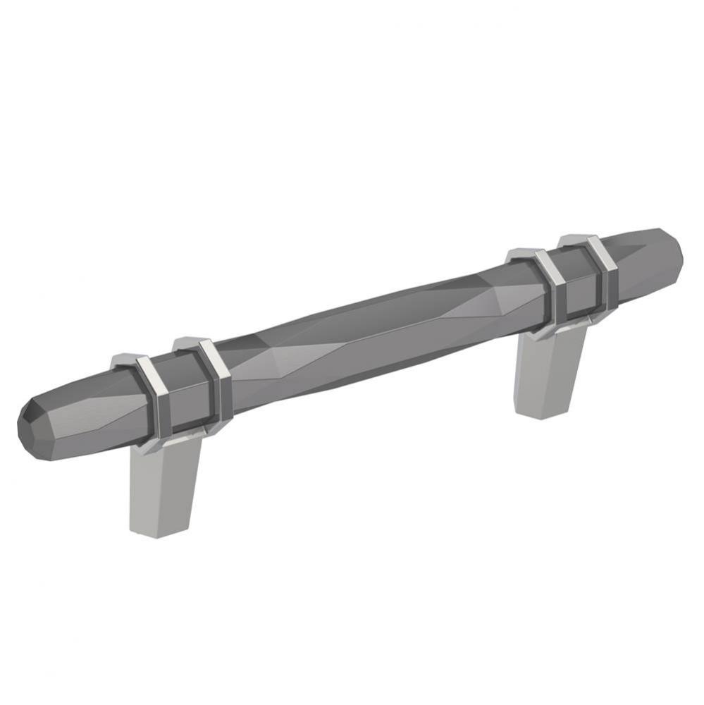 London 3-3/4 in (96 mm) Center-to-Center Black Chrome/Polished Chrome Cabinet Pull