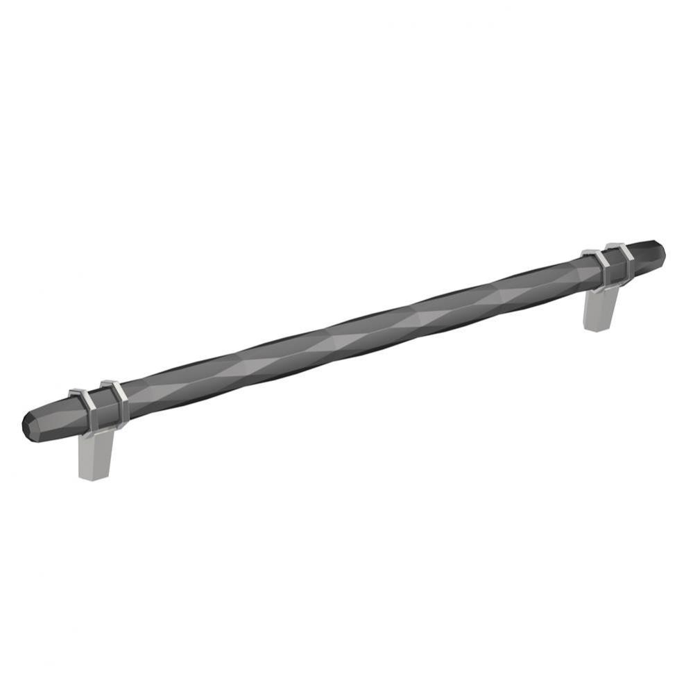 London 10-1/16 in (256 mm) Center-to-Center Black Chrome/Polished Chrome Cabinet Pull