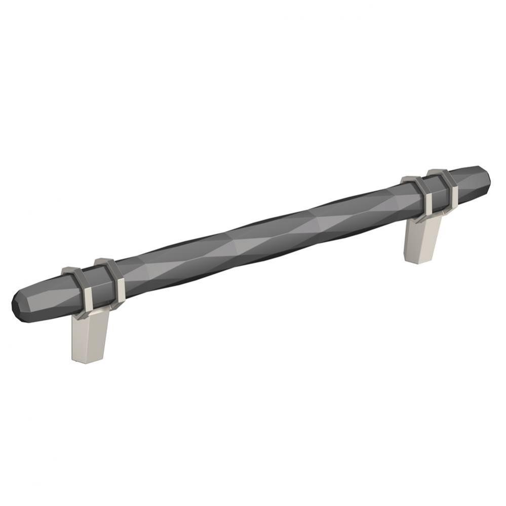 London 6-5/16 in (160 mm) Center-to-Center Black Chrome/Satin Nickel Cabinet Pull