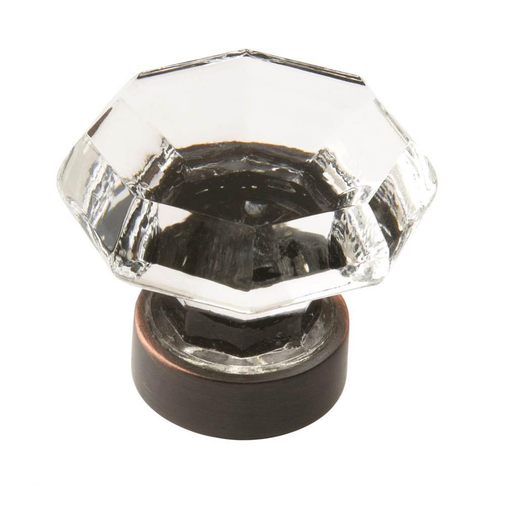 Traditional Classics 1-5/16 in (33 mm) Diameter Clear/Oil-Rubbed Bronze Cabinet Knob