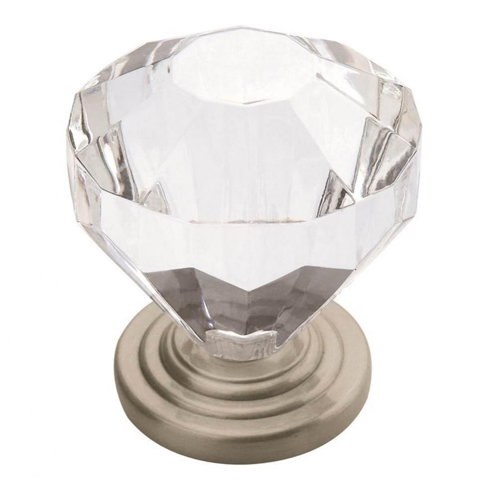 Traditional Classics 1-1/4 in (32 mm) Diameter Clear/Satin Nickel Cabinet Knob