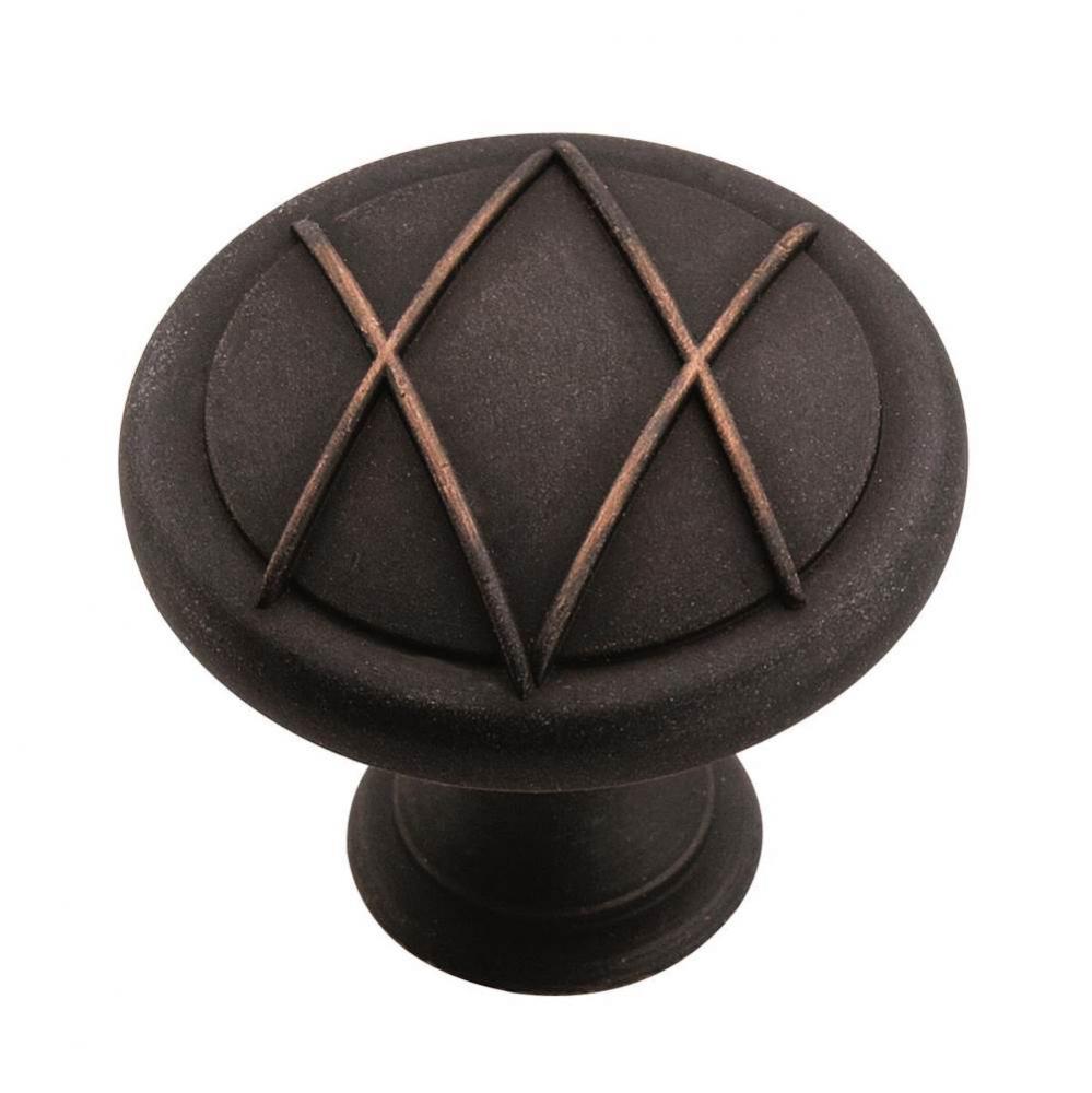 Lattice 1-3/8 in (35 mm) Diameter Dark-Oiled Bronze Cabinet Knob