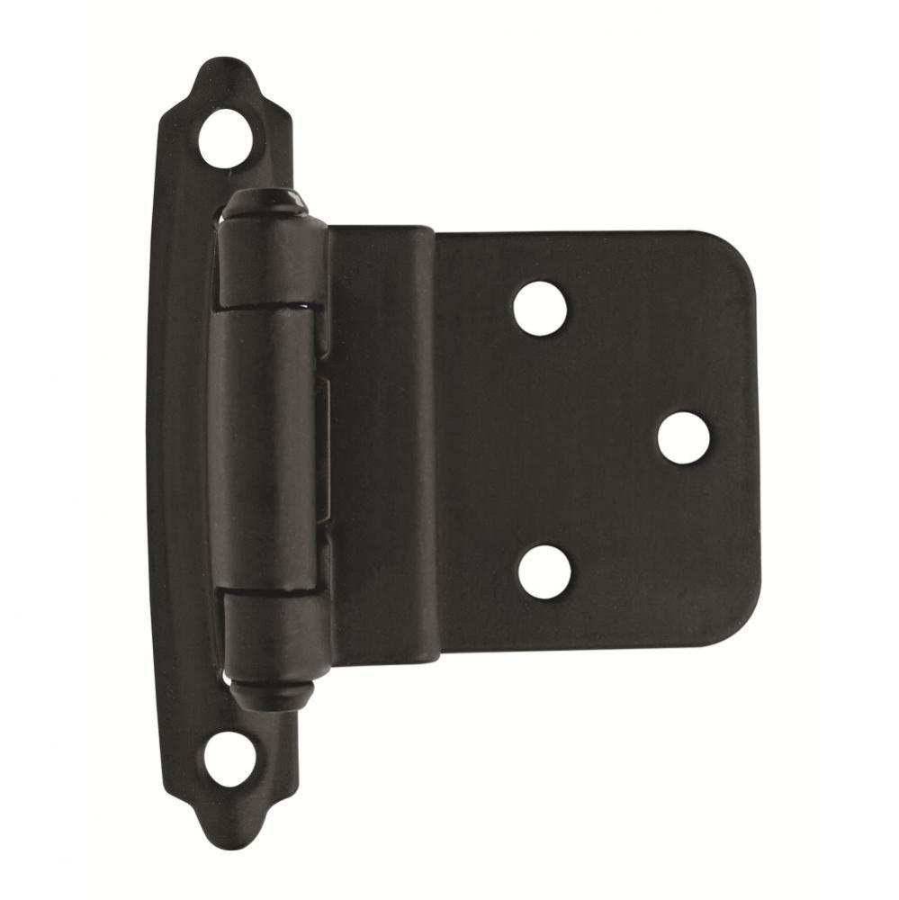 3/8in (10 mm) Inset Self-Closing, Face Mount Flat Black Hinge - 2 Pack