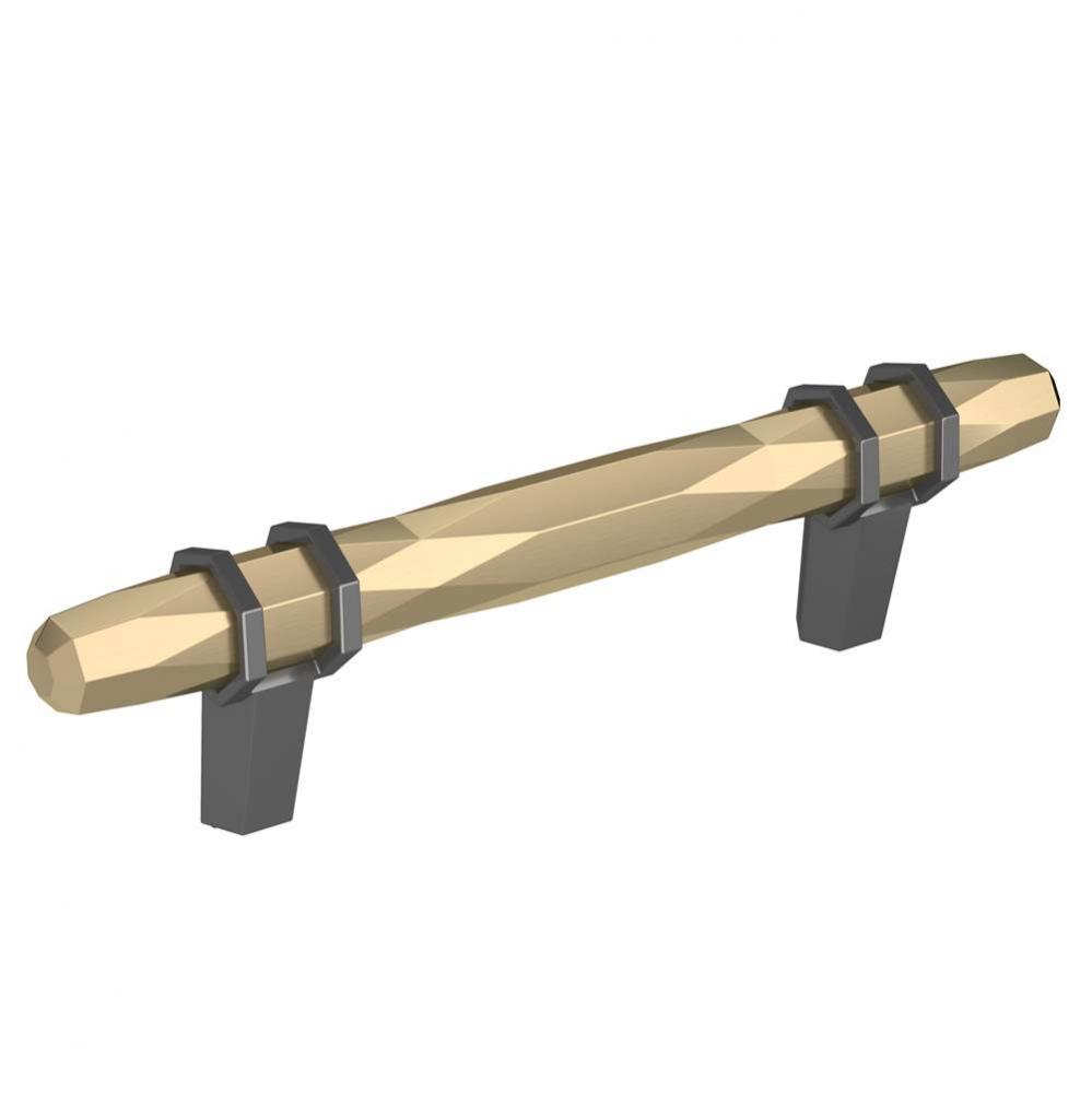 London 3-3/4 in (96 mm) Center-to-Center Golden Champagne/Black Chrome Cabinet Pull