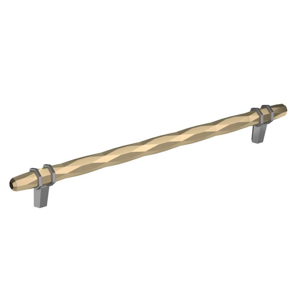 London 10-1/16 in (256 mm) Center-to-Center Golden Champagne/Black Chrome Cabinet Pull