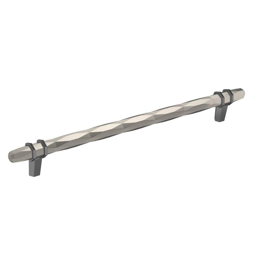 London 10-1/16 in (256 mm) Center-to-Center Satin Nickel/Black Chrome Cabinet Pull