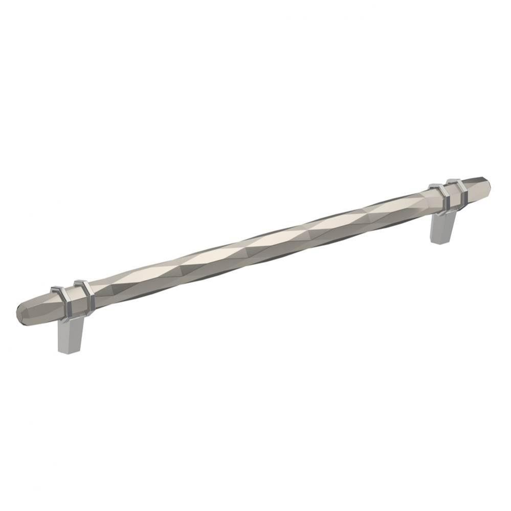 London 10-1/16 in (256 mm) Center-to-Center Satin Nickel/Polished Chrome Cabinet Pull
