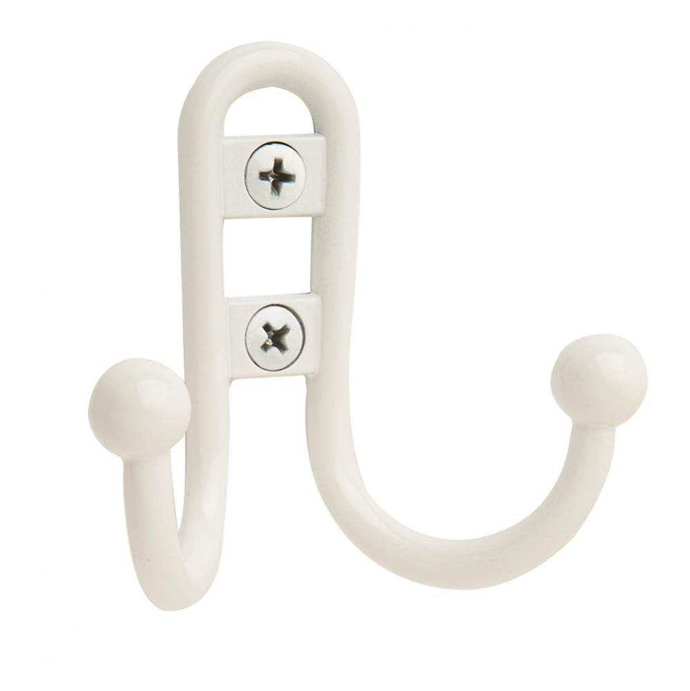 Double Prong White Robe Hook