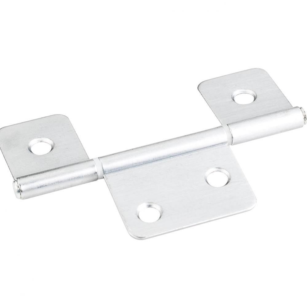 Brushed Chrome 3-1/2&apos;&apos; Three Leaf Fixed Pin Swaged Non-Mortise Hinge