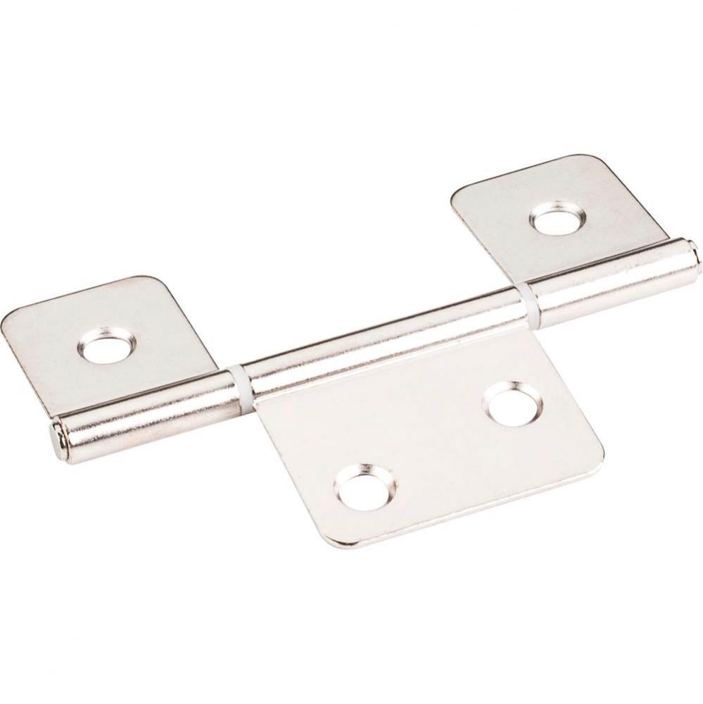 Bright Nickel 3-1/2&apos;&apos; Three Leaf Fixed Pin Swaged Non-Mortise Hinge