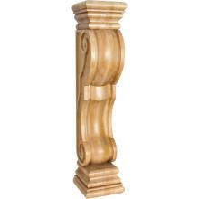 Hardware Resources FCORQ-MP - 8'' W x 8'' D x 36'' H Maple Rounded Scroll Fireplace Corbel