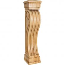 Hardware Resources FCOR5-RW - 8'' W x 8'' D x 36'' H Rubberwood Fluted Art Deco Fireplace Corbel