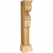 Hardware Resources FCOR4-RW - 7-1/2'' W x 8'' D x 36'' H Rubberwood English Romanesque Fireplace C