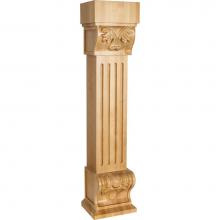 Hardware Resources FCORE-RW - 8'' W x 7'' D x 36'' H Rubberwood Fluted Acanthus Fireplace Corbel