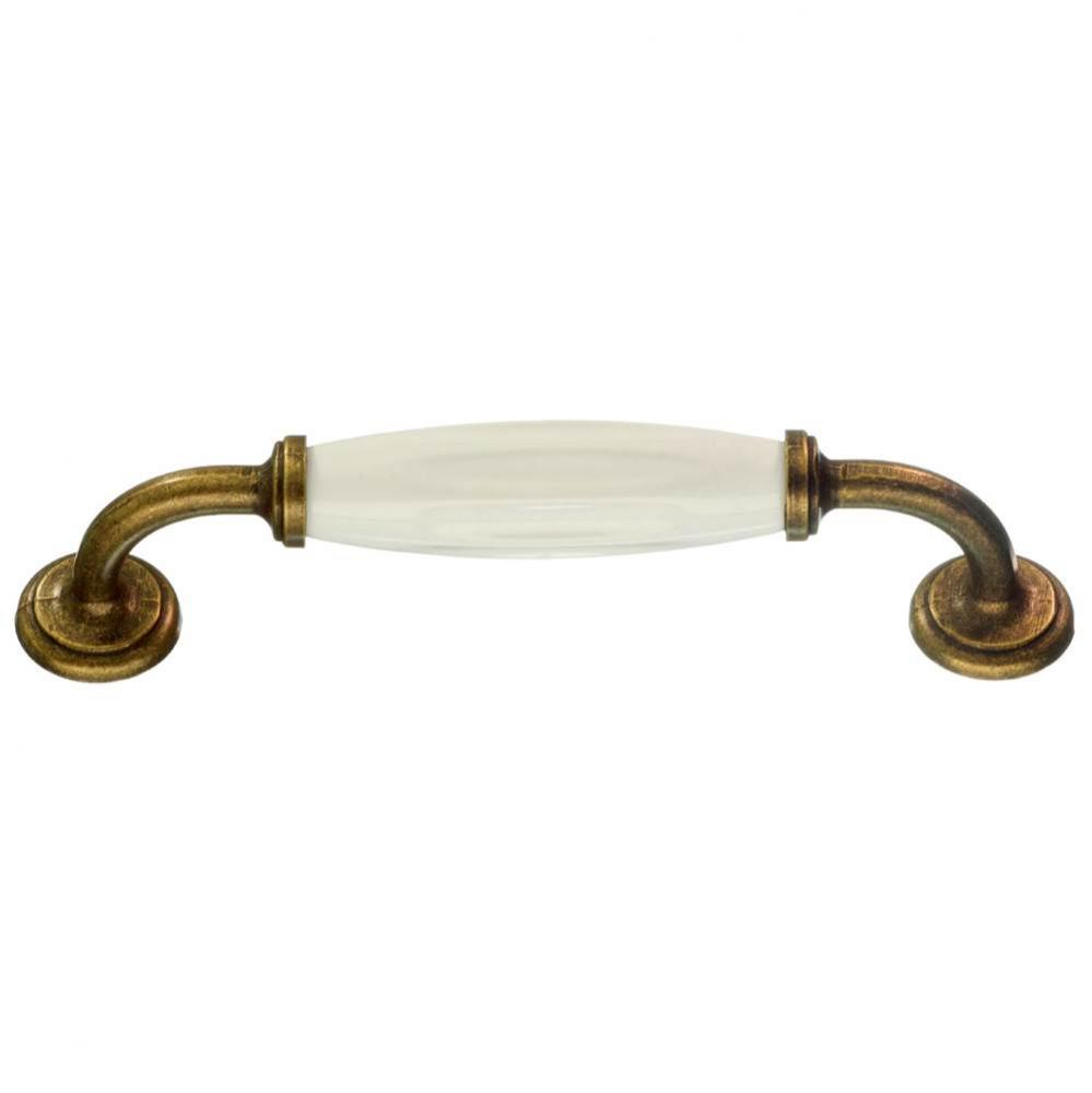 PULL ANTIQUE BRASS FINISH/WHITE CERAMIC CC 3 7/8&apos;&apos;