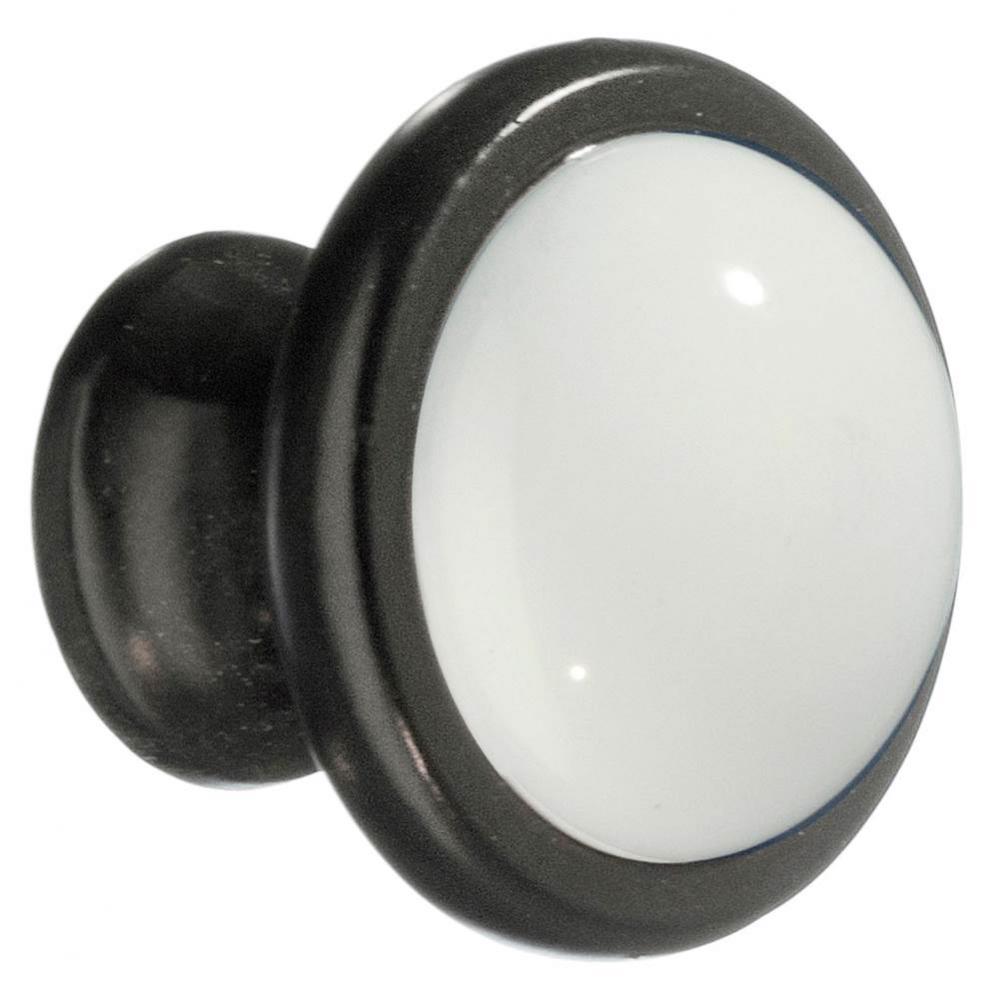 KNOB BLACK WITH WHITE CERAMIC 1 1/2&apos;&apos;