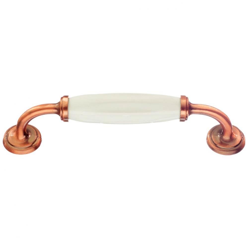 PULL ANTIQUE COPPER FINISH/WHITE CERAMIC CC 3 7/8&apos;&apos;