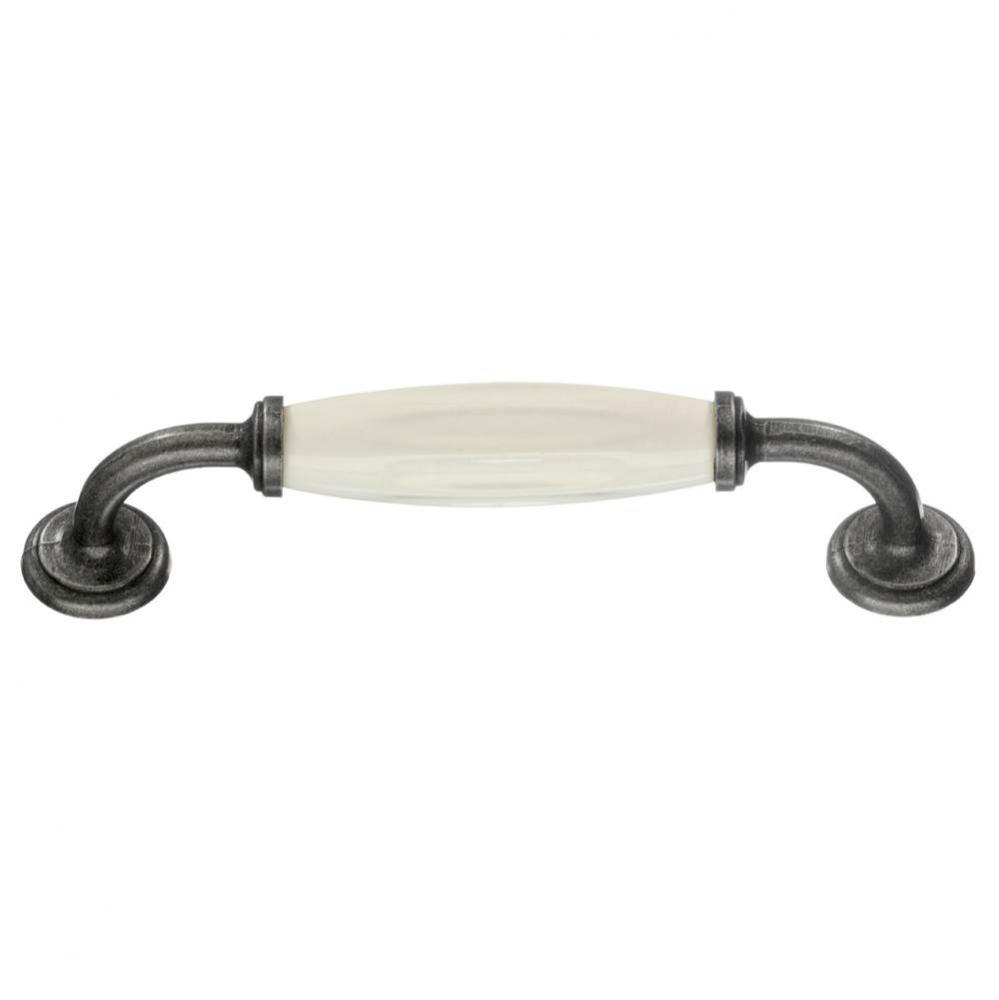 PULL PEWTER FINISH/WHITE CERAMIC CC 3 7/8&apos;&apos;