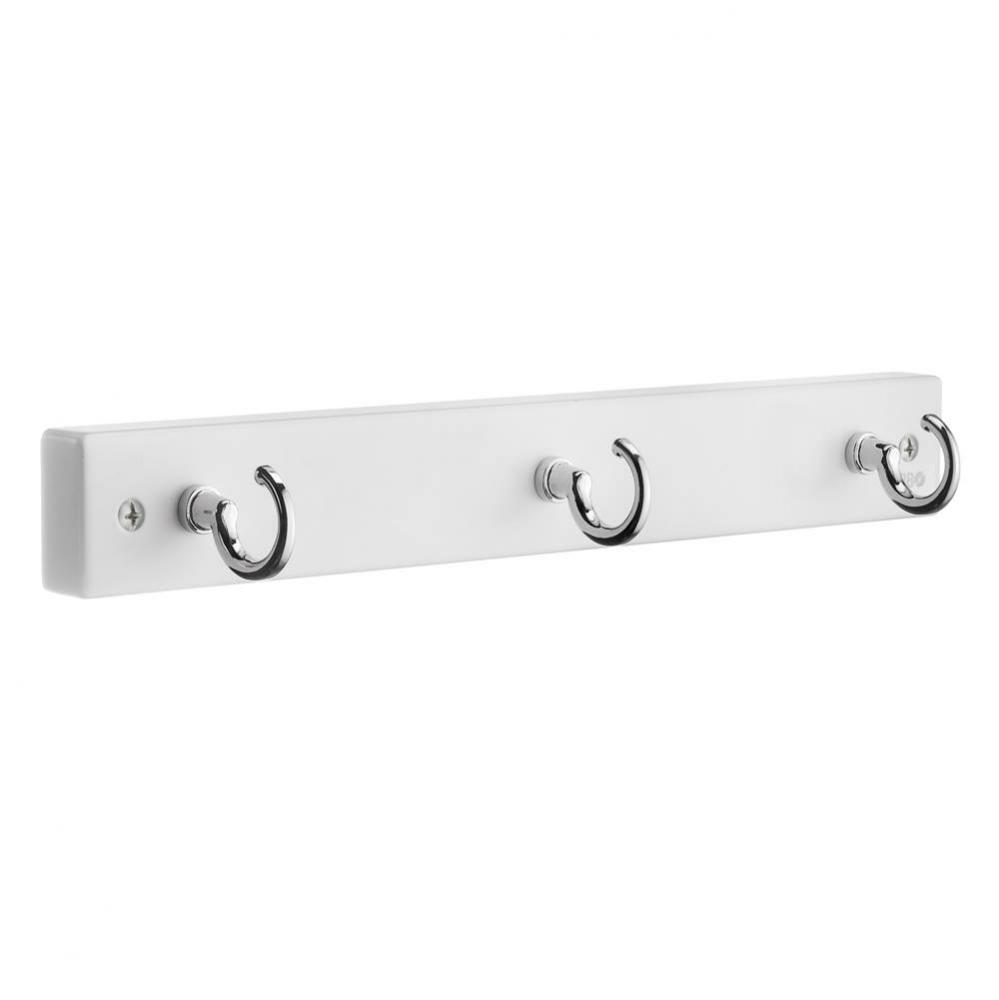 Rack 3 Hook Polished Chrome/White Mdf