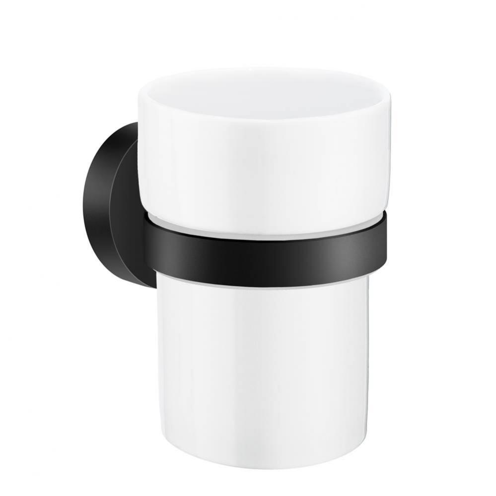 Home Holder With Porcelain Tumbler Black