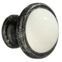 Smedbo BG430 - KNOB PEWTER FINISH WHITE CERAMIC 1 1/2''