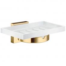 Smedbo RV342P - HOUSE SOAP DISH & HOLDER MATTE POLISHED BRASS/WHITE CERAMIC