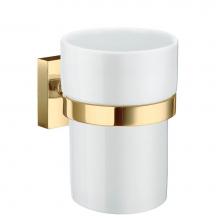 Smedbo RV343P - HOUSE TUMBLER & HOLDER MATTE POLISHED BRASS/WHITE CERAMIC