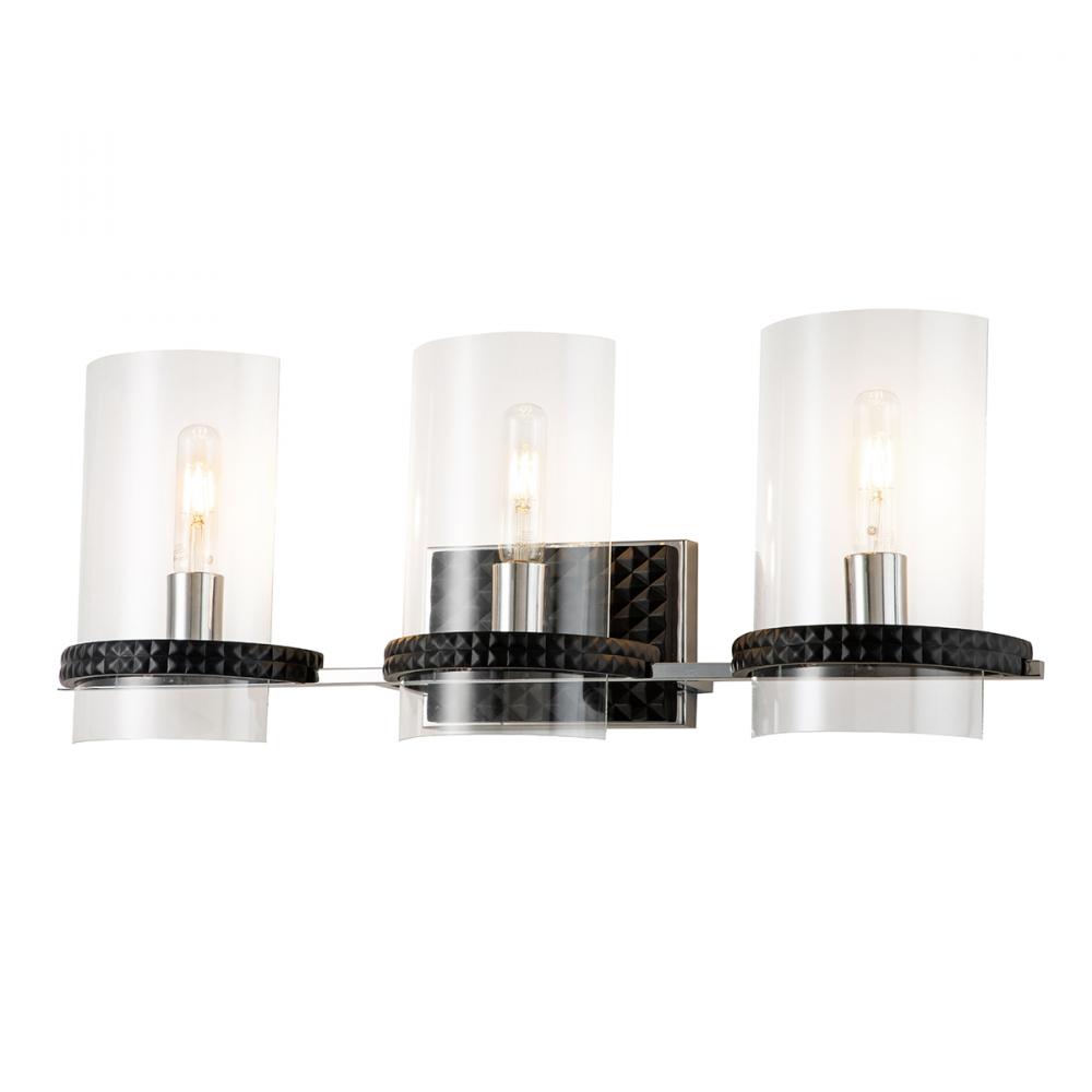 Mazant 3 Light Vanity Light In Black And Chrome