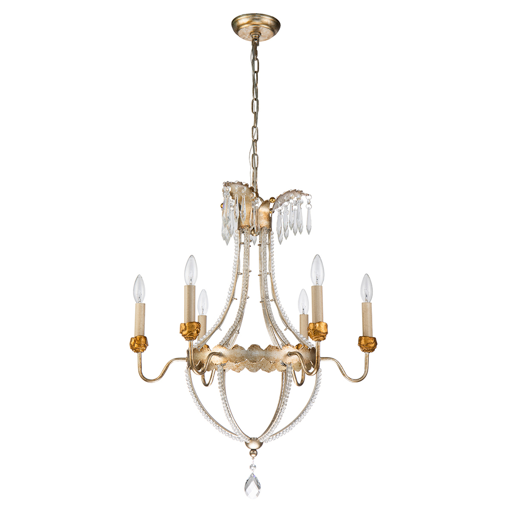 Louis 6 Light Empire Gold and Silver Chandelier