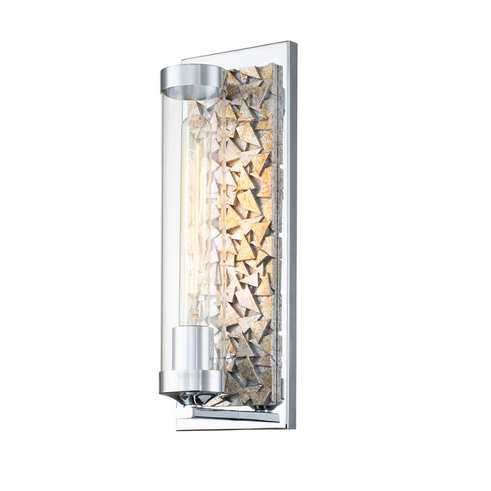 Elysian 1 Light Sconce in Polished Chrome and Silver Leaf