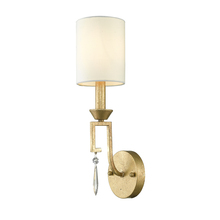 Lucas McKearn GN/LEMURIA1 - Small Lemuria Sconce with white Drum Shade and crystal accent in Warm Gold