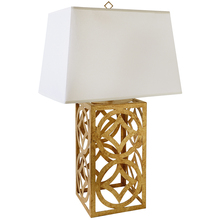 Lucas McKearn TLM-1032 - Lee Circle Distressed Gold Buffet Table Lamp with Rectangle Shade