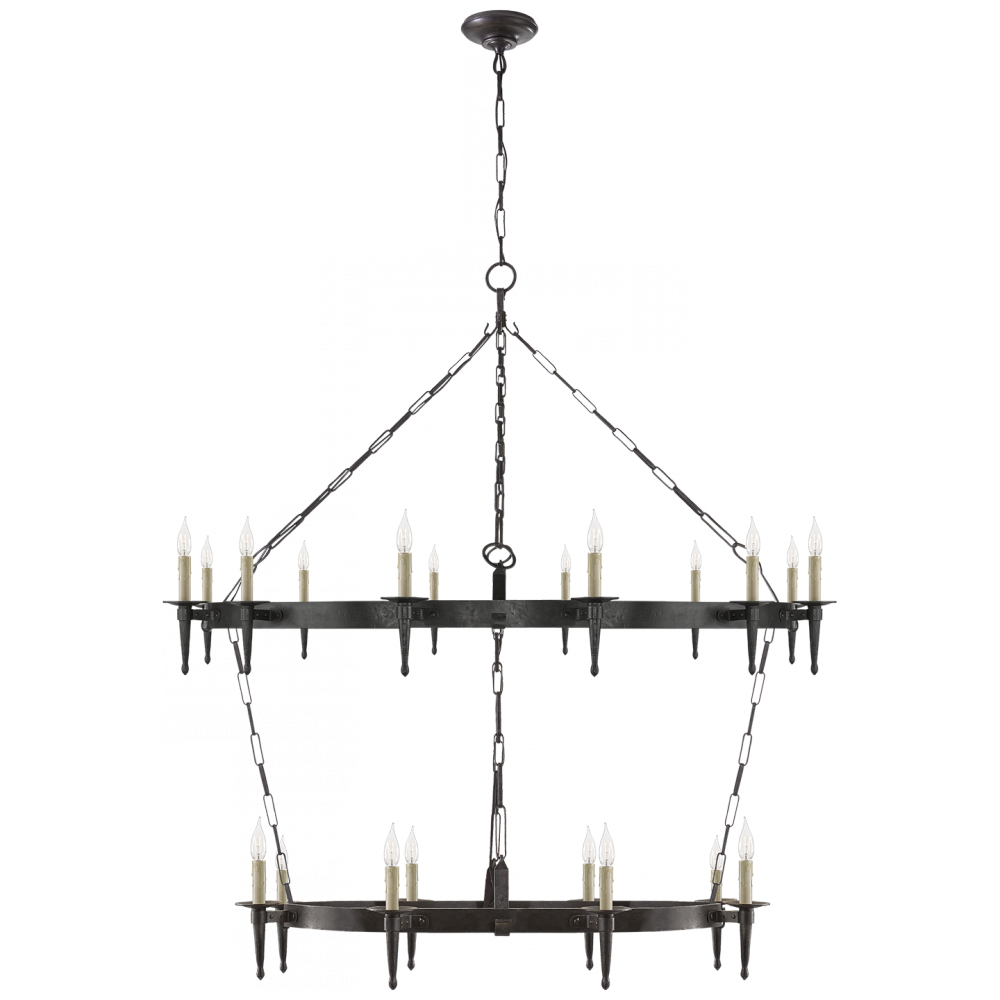 Branson Large Two-Tier Ring Torch Chandelier