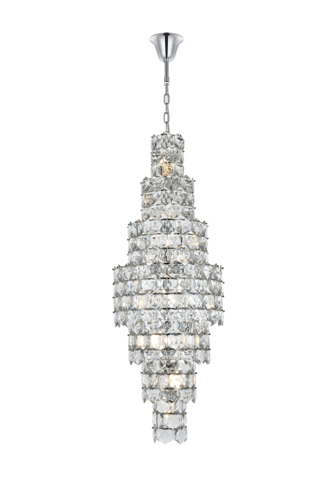 Pendant D24&#34;H67&#34;L26 Chrome