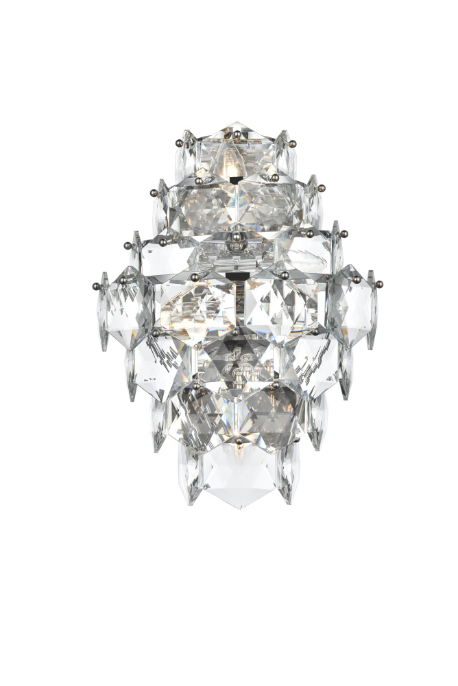 Wall Sconce W13.8&#34;S8&#34;*H18&#34;L4 Chrome
