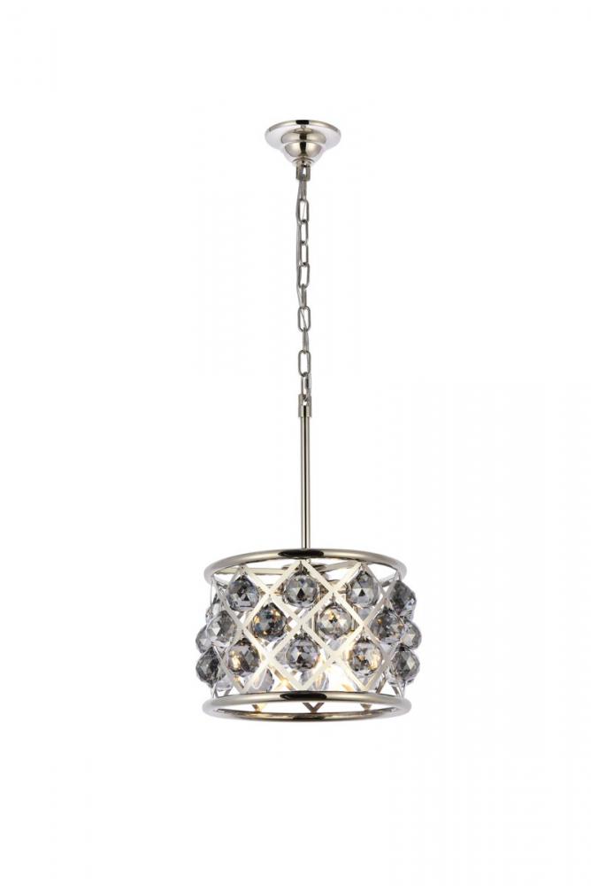 Madison 3 light polished Nickel Pendant Silver Shade (Grey) Royal Cut Crystal