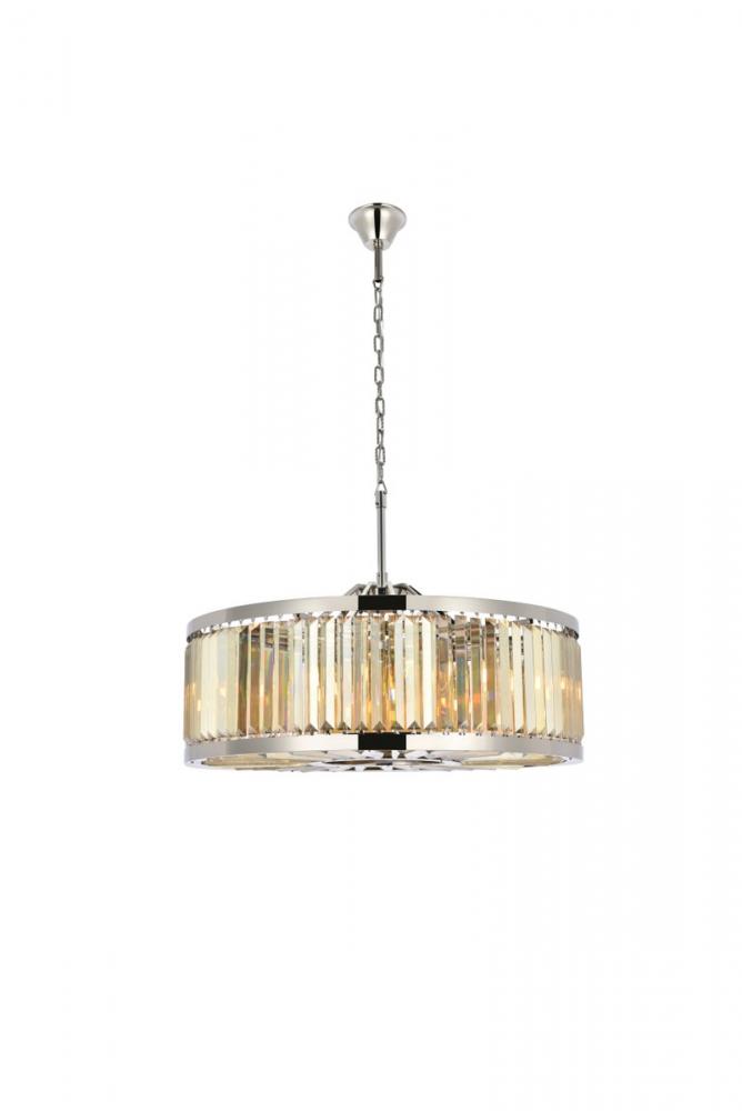 Chelsea 10 Light Polished Nickel Chandelier Golden Teak (Smoky) Royal Cut Crystal