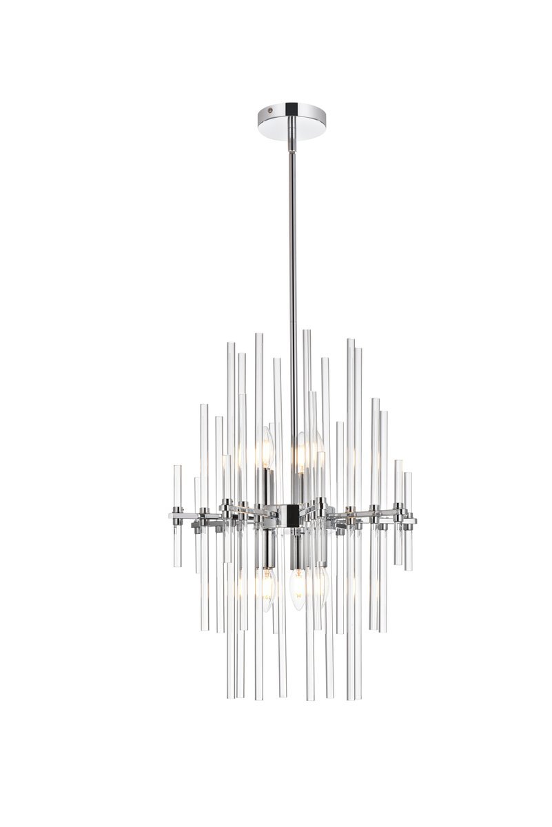 Sienna 17 Inch Crystal Rod Pendant in Chrome