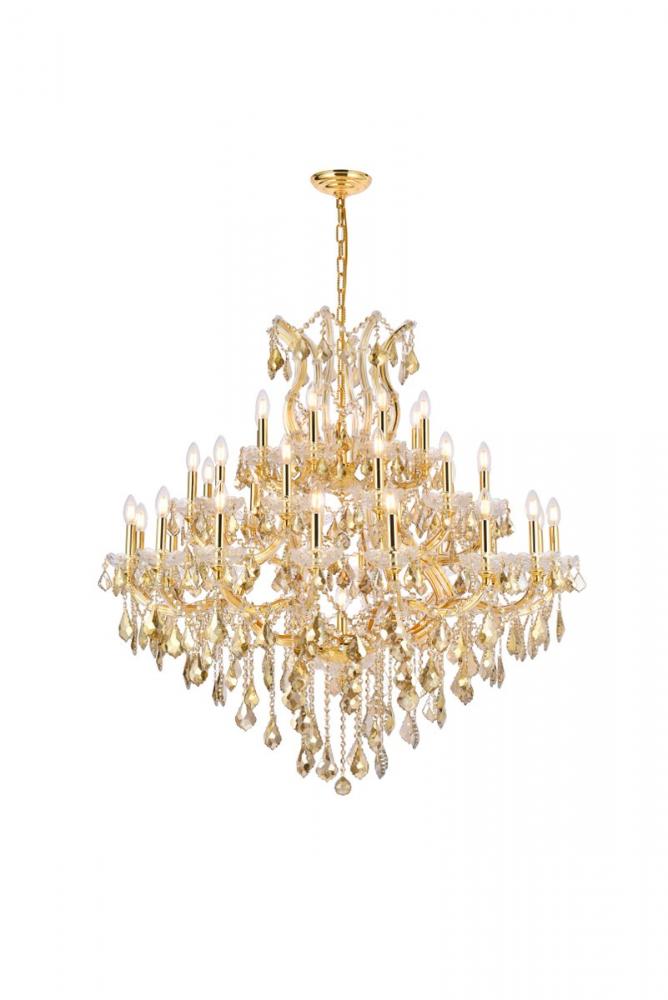 Maria Theresa 37 Light Gold Chandelier Golden Teak (Smoky) Royal Cut Crystal