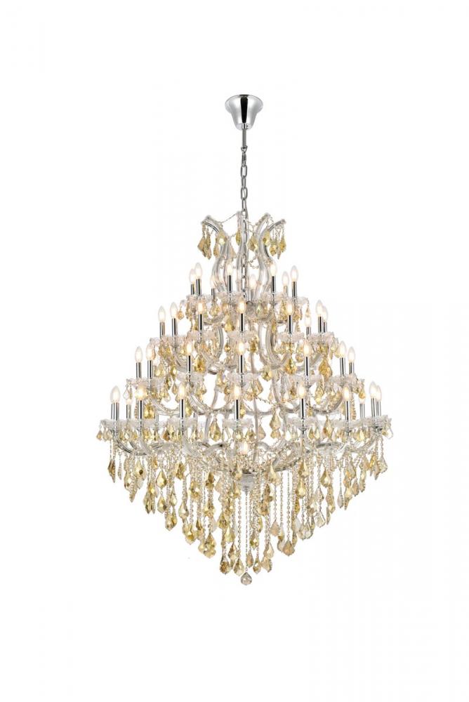 Maria Theresa 49 Light Chrome Chandelier Golden Teak (Smoky) Royal Cut Crystal