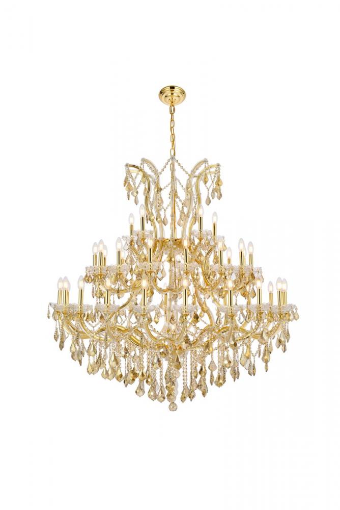 Maria Theresa 41 Light Gold Chandelier Golden Teak (Smoky) Royal Cut Crystal