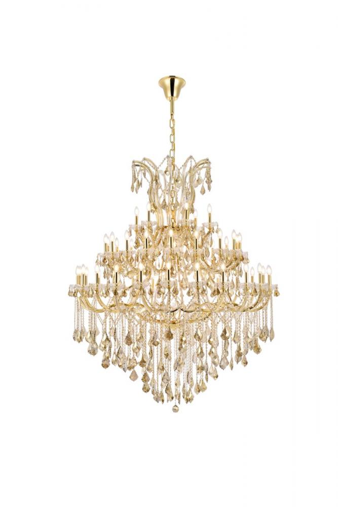 Maria Theresa 49 Light Gold Chandelier Golden Teak (Smoky) Royal Cut Crystal