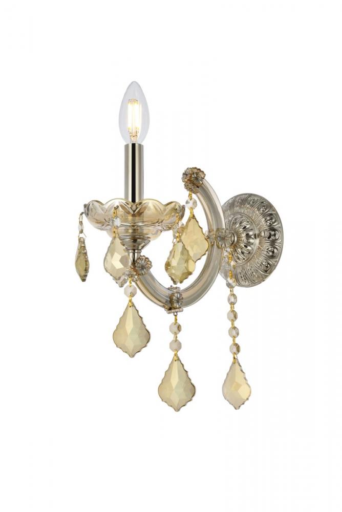 Maria Theresa 1 Light Golden Teak Wall Sconce Golden Teak (Smoky) Royal Cut Crystal