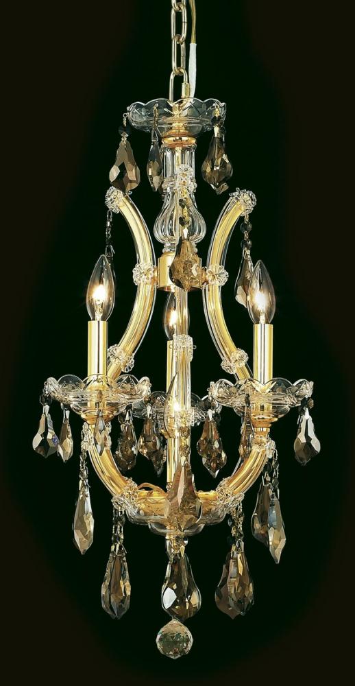 Maria Theresa 4 Light Gold Chandelier Golden Teak (Smoky) Royal Cut Crystal