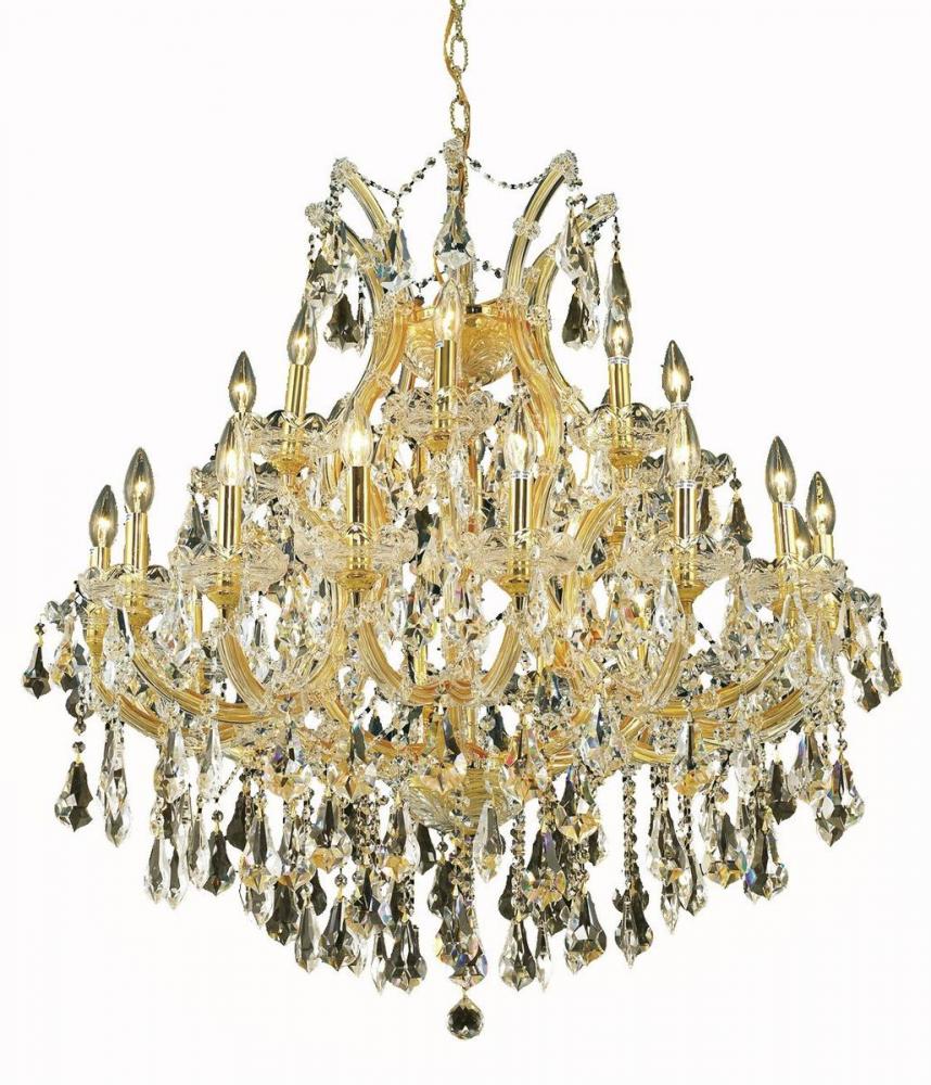 Maria Theresa 24 Light Gold Chandelier Golden Teak (Smoky) Royal Cut Crystal