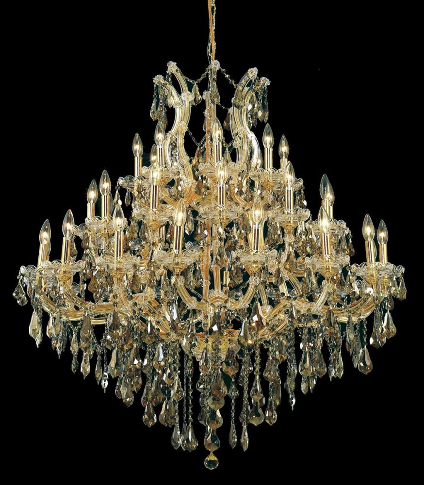 Maria Theresa 37 Light Gold Chandelier Golden Teak (Smoky) Royal Cut Crystal