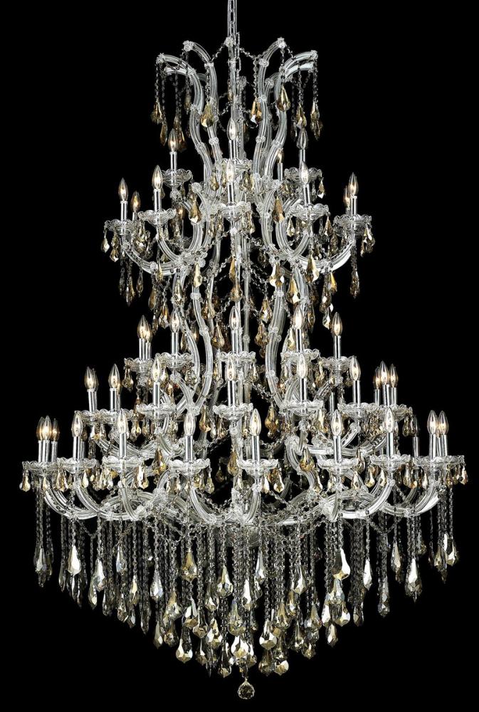 Maria Theresa 61 Light Chrome Chandelier Golden Teak (Smoky) Royal Cut Crystal